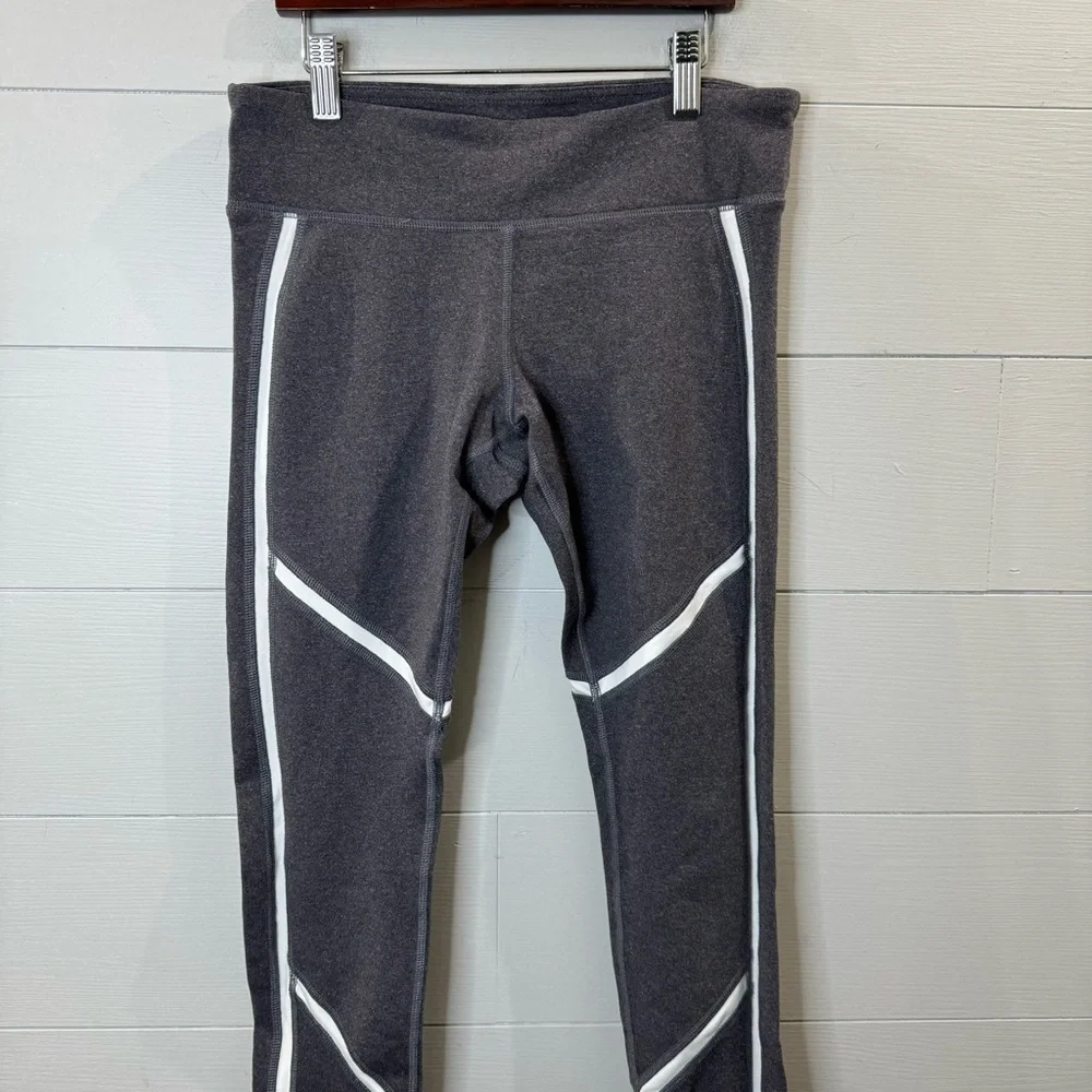 ALO Yoga Heathered Grey White Shimmer Panels Talia Athletic Performance Leggings
